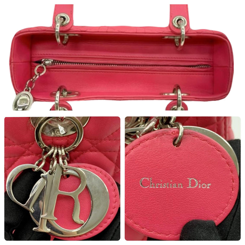 Medium Pink Lambskin Cannage Lady Dior
