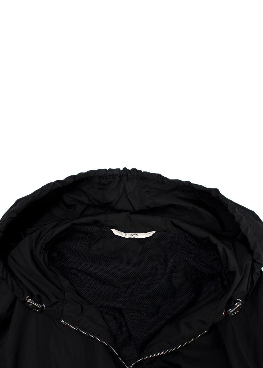 Valentino Black Hooded VLTN Rain Jacket