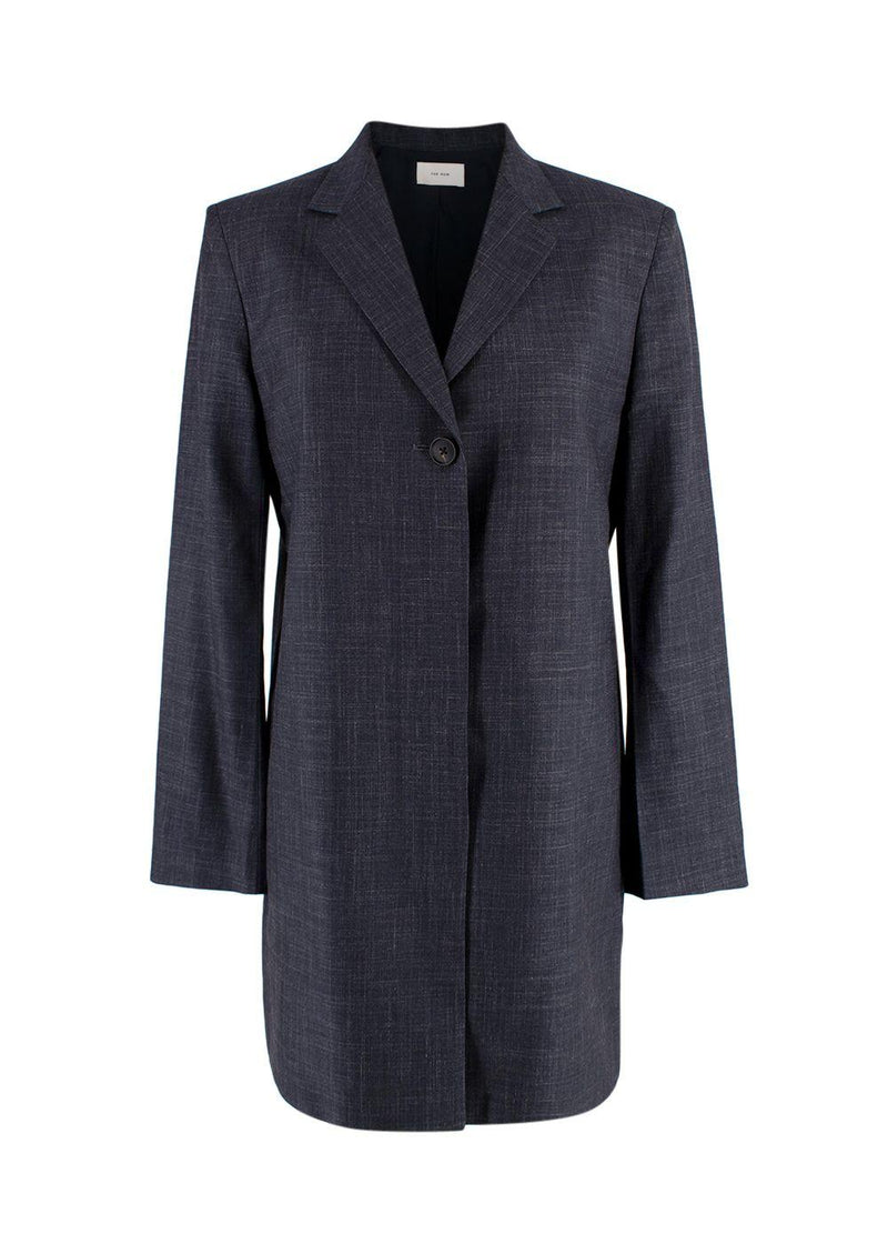 The Row Navy Wool and Silk Blend Longline Blazer