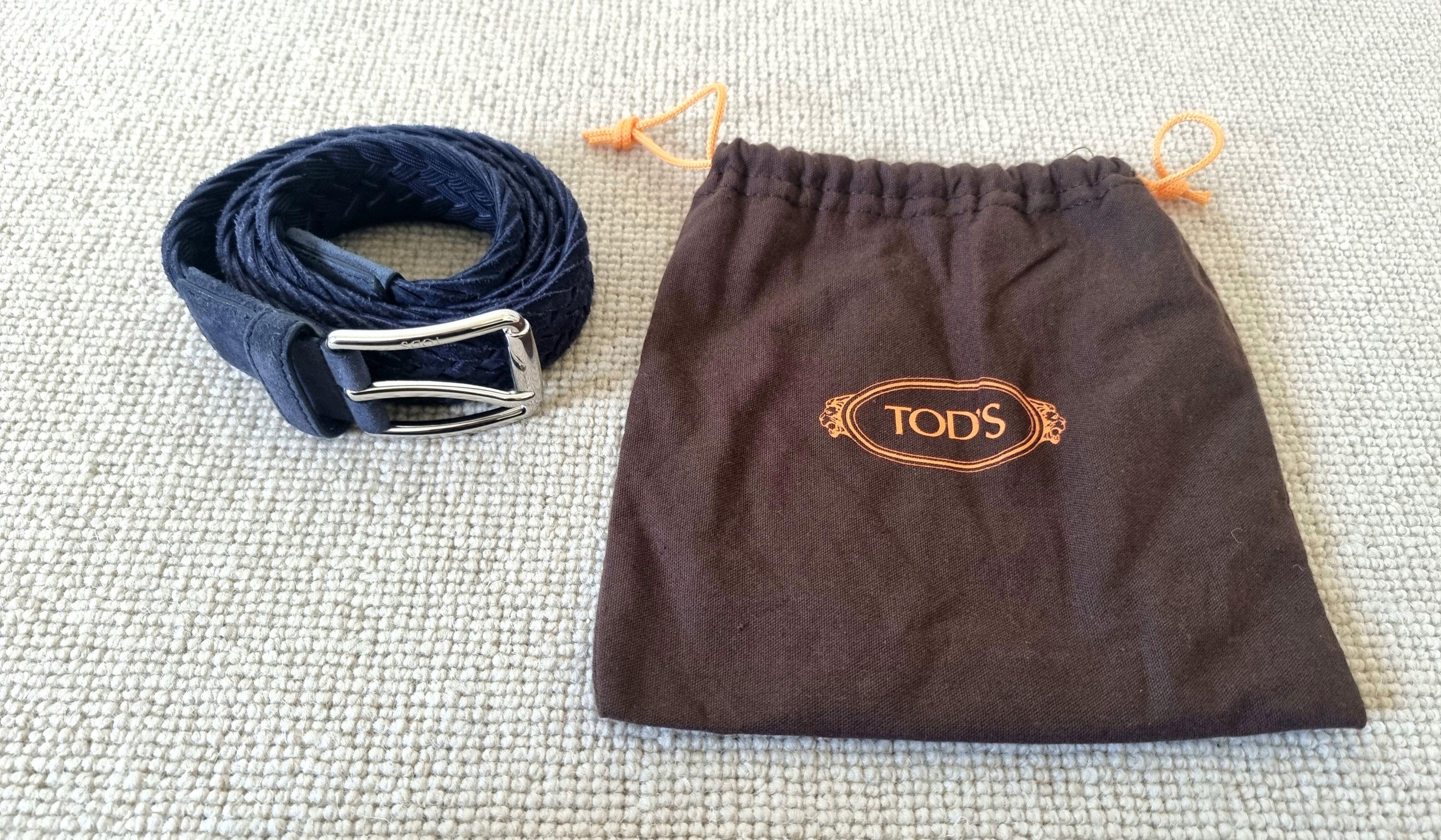 Tod's Blue Suede Plaited Belt