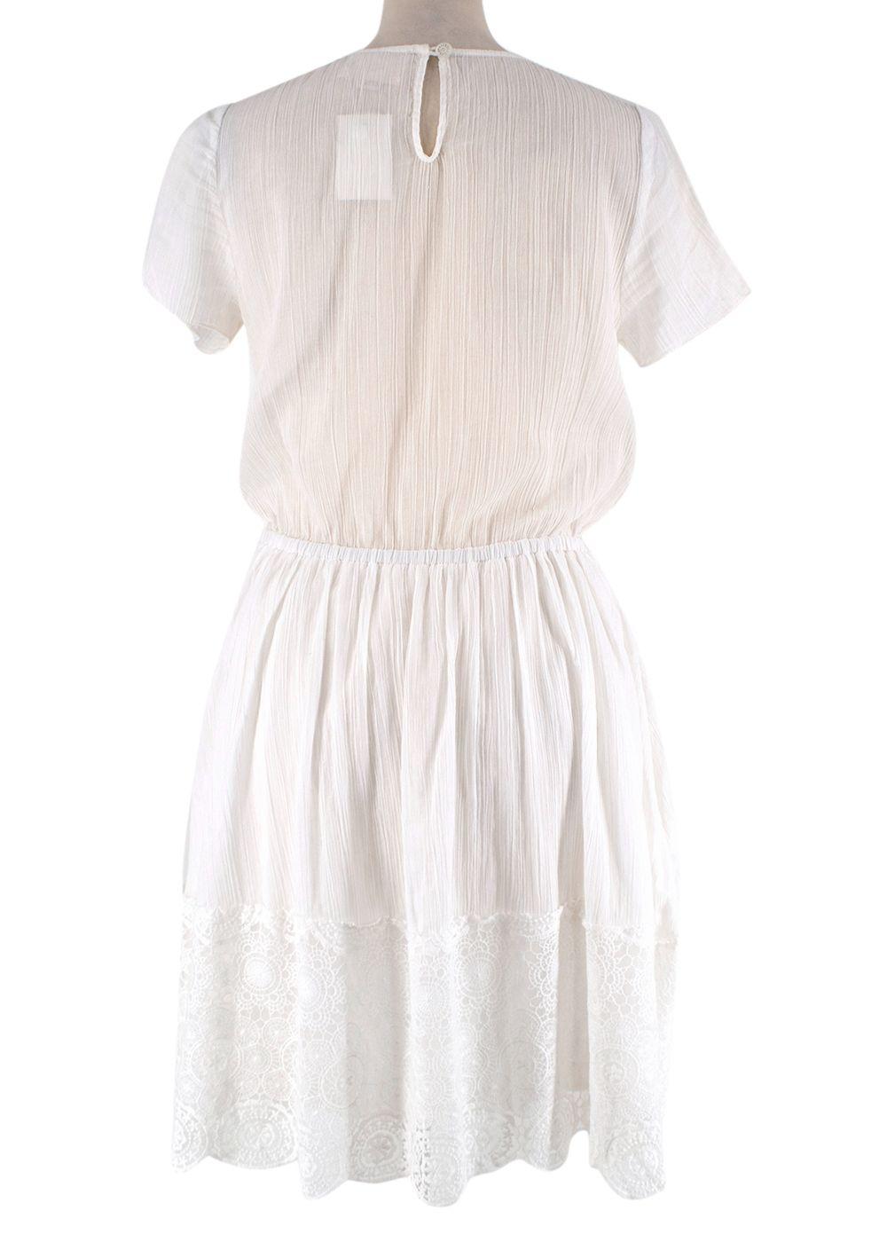 White Lace Trimmed Chiffon Mini Dress