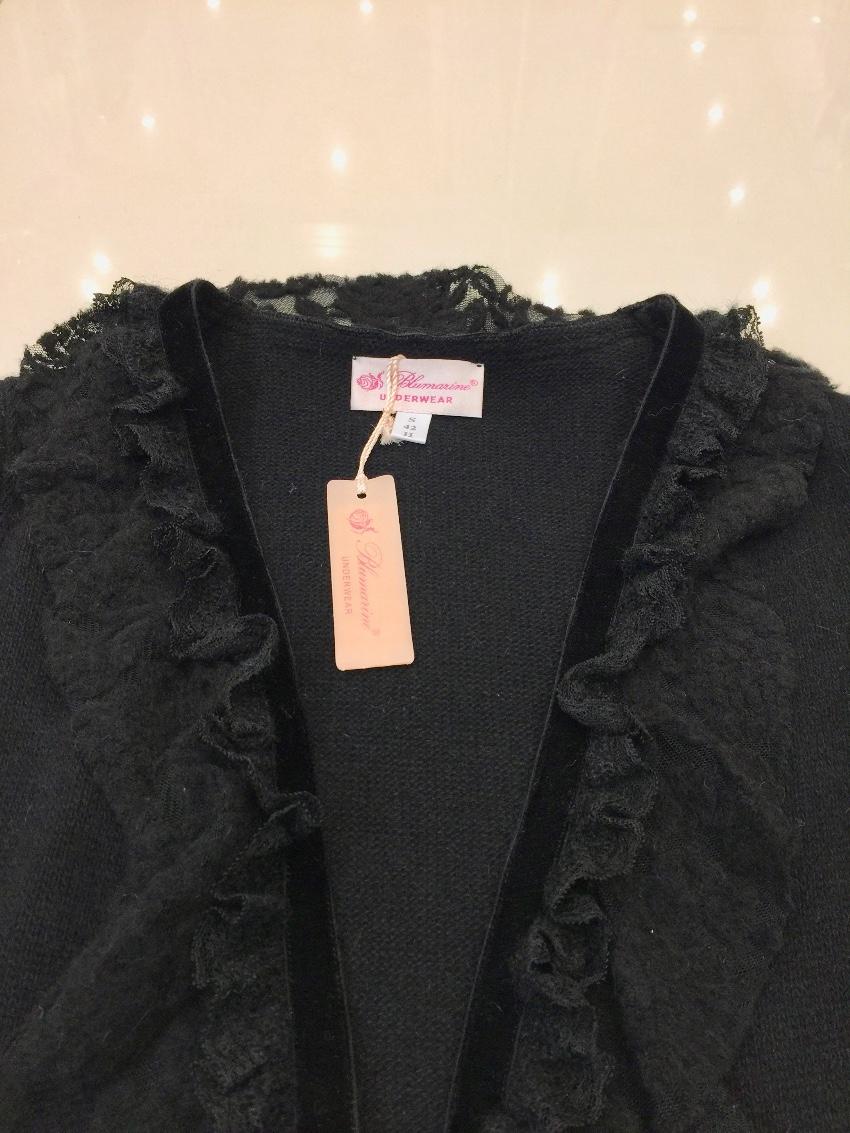Blumarine Black Angora Wool & Leavers Lace Soft Jacket Cardigan