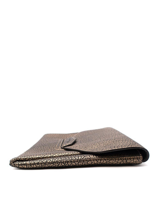 Gold Metallic Embossed Leather Clutch Bag