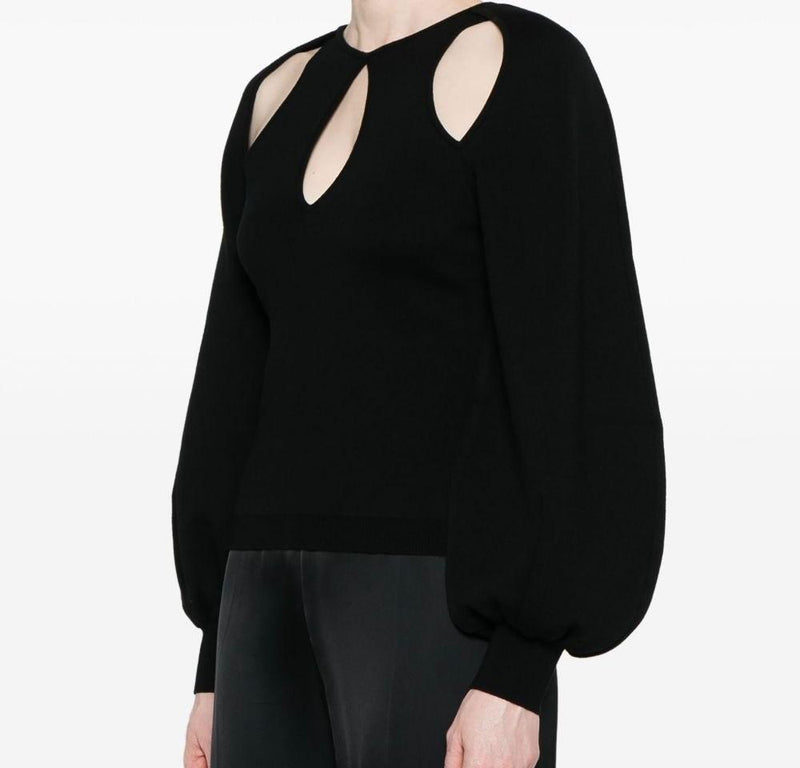 Stretch Wool Blend Cut Out Jumper
