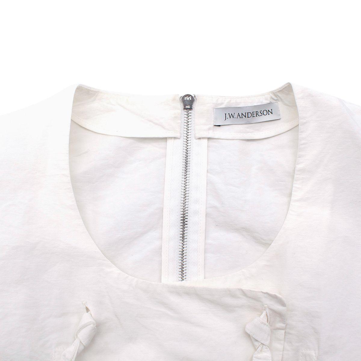 Balloon Sleeve White Tie Embellished Top