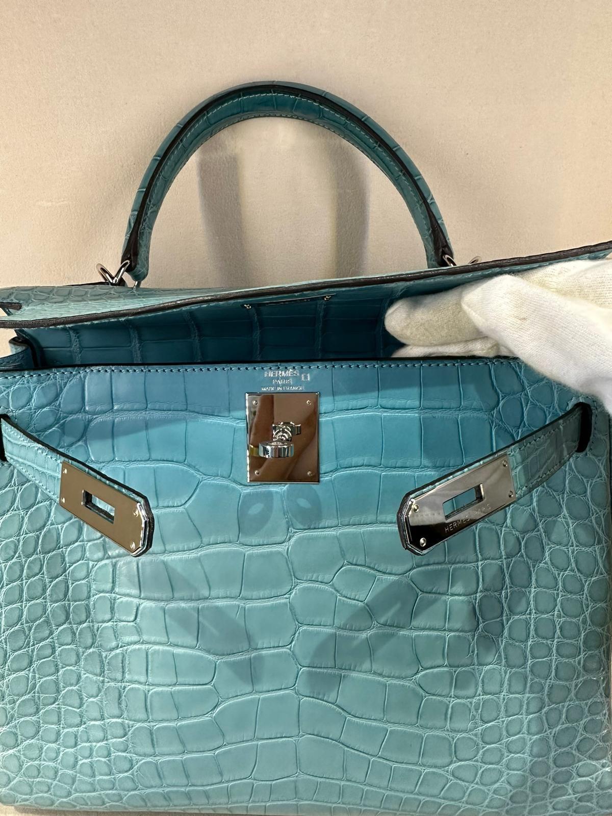 Bleu Saint-Cyr Matte Alligator Kelly 28 PHW