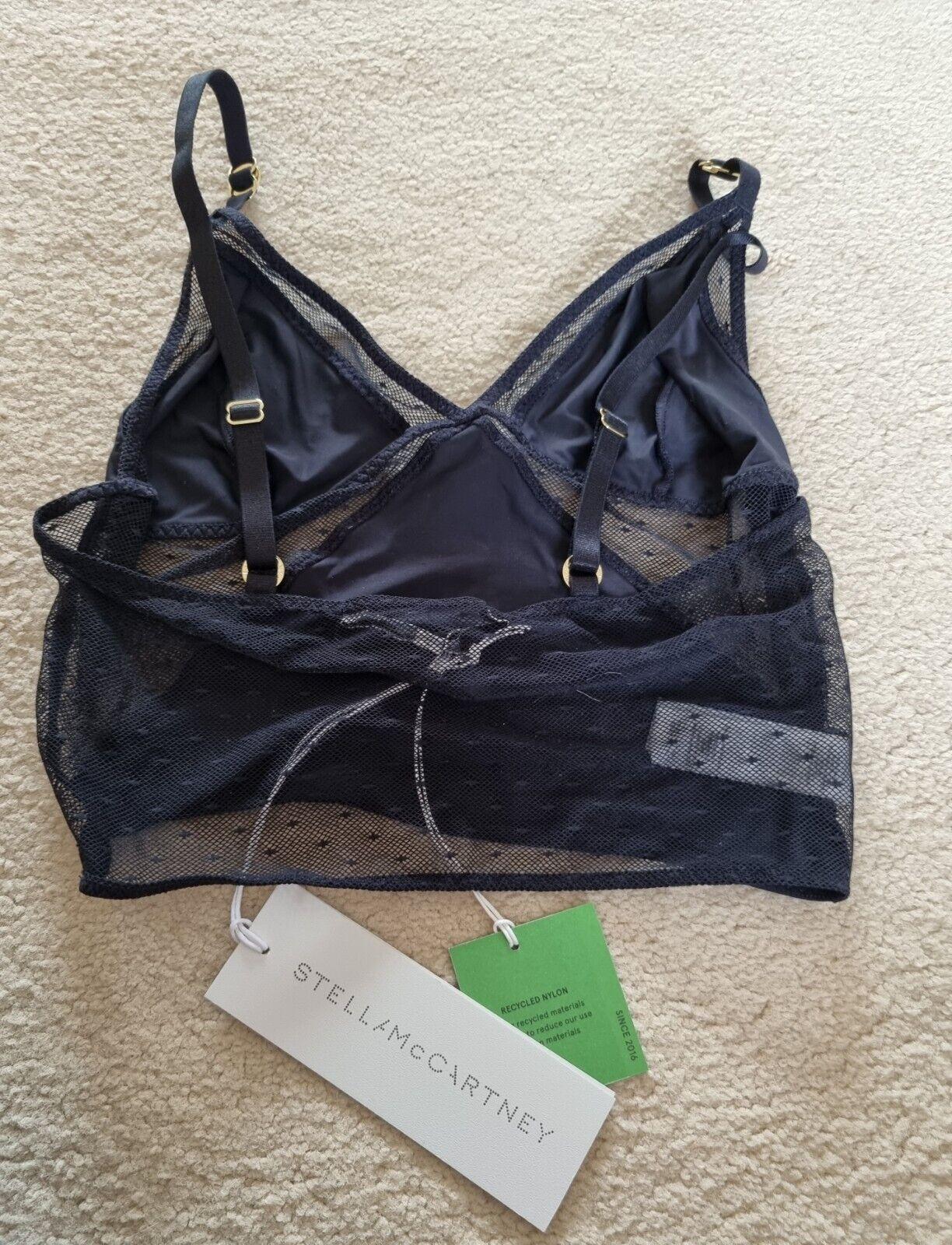 Stella McCartney Black Mesh Bralette and Brief Set