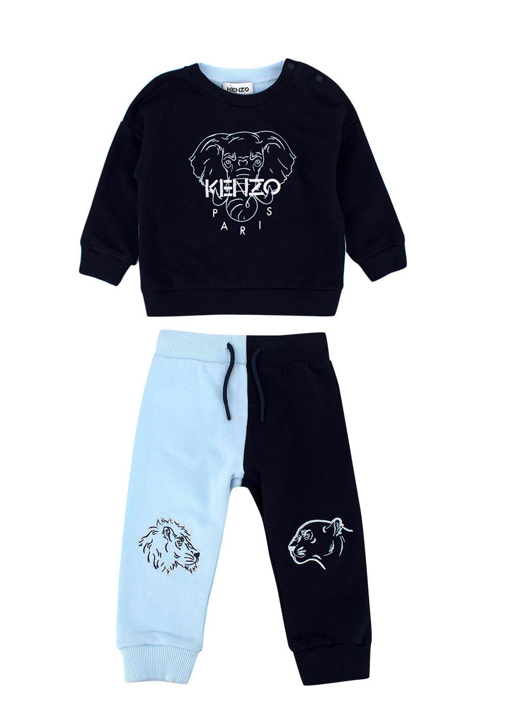 Kenzo Kids Navy Blue Two-Tone Animal Embroidered Tracksuit