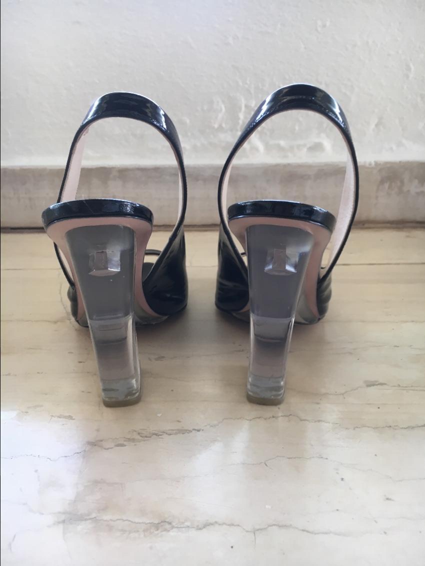 Prada Black Patent Slingback Sandals