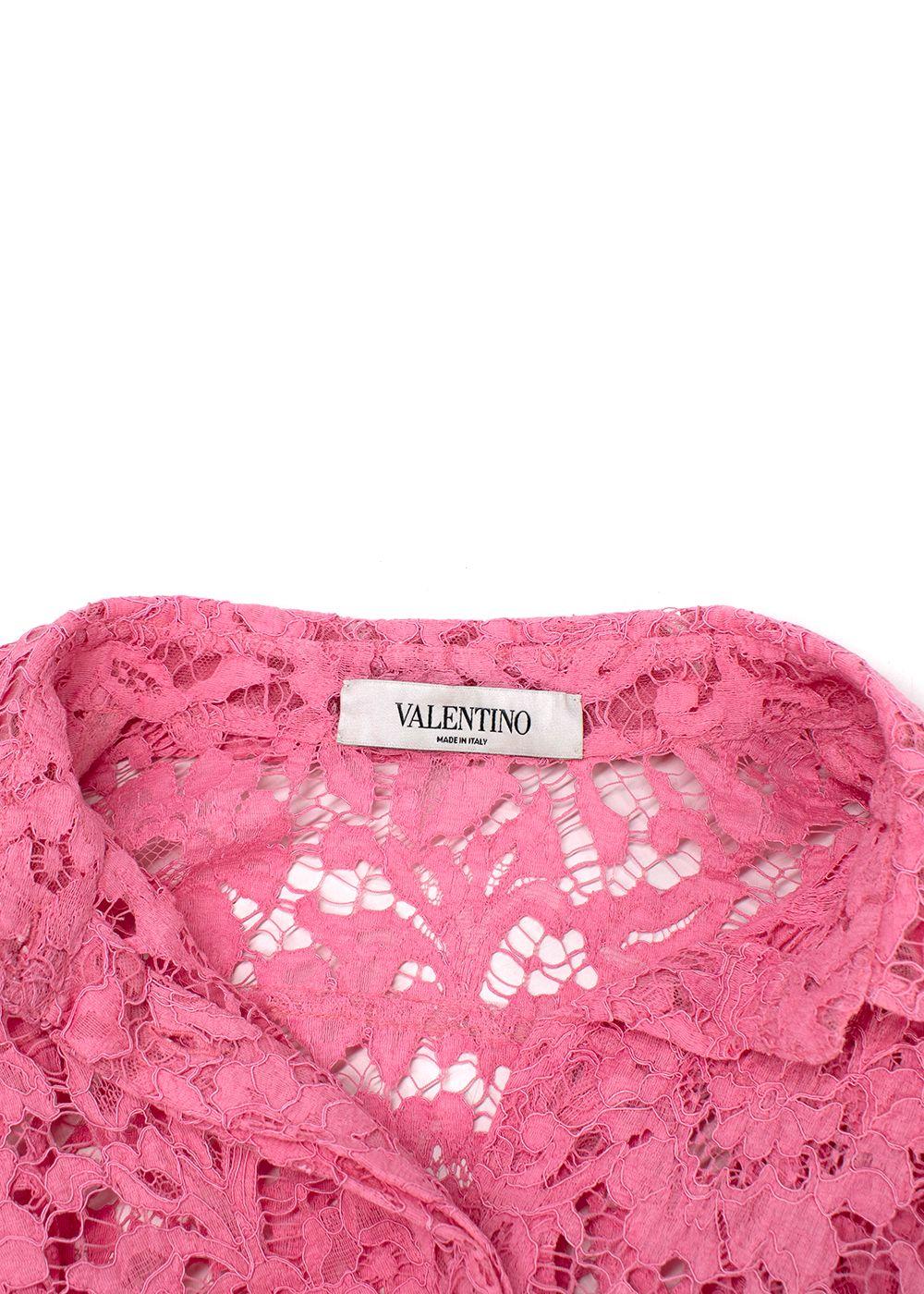 Valentino Bubblegum Pink Floral Lace Shirt