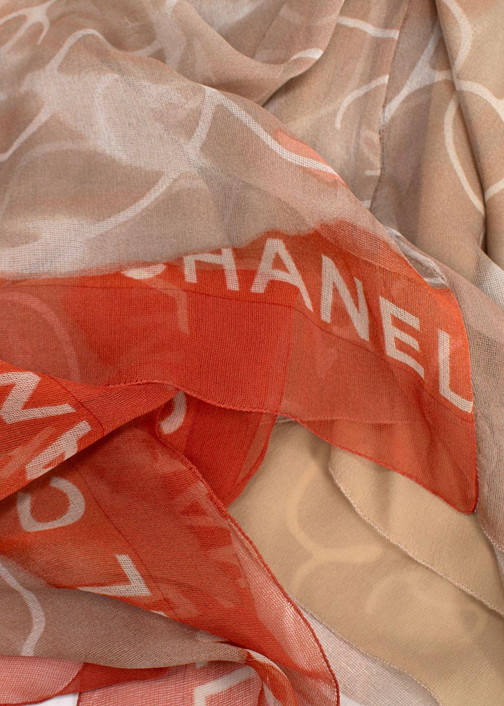 Chanel Vintage Silk Chiffon Camellia-Print Skirt