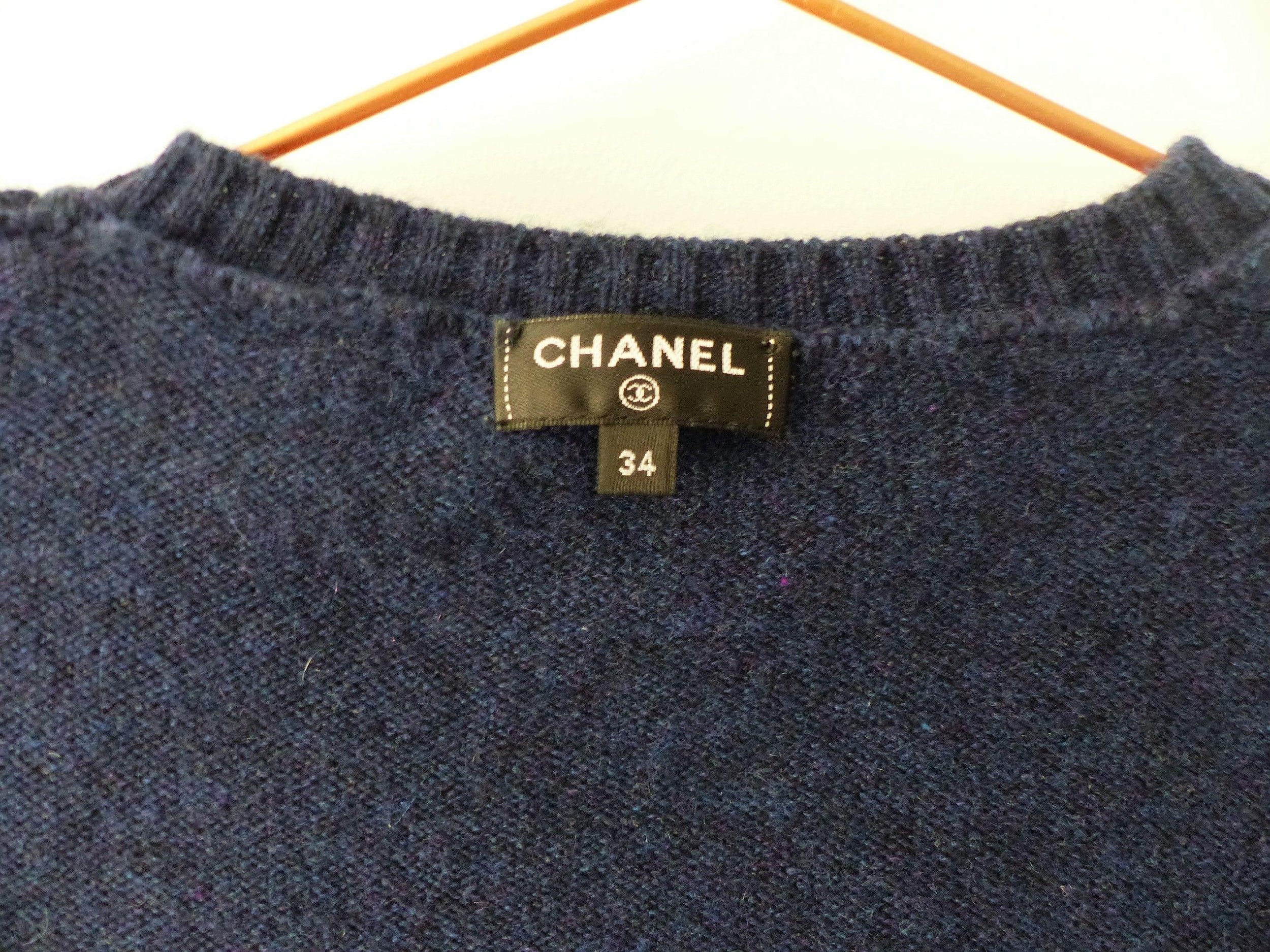 Navy cashmere Coco Gabrielle logo short sleeve jumper