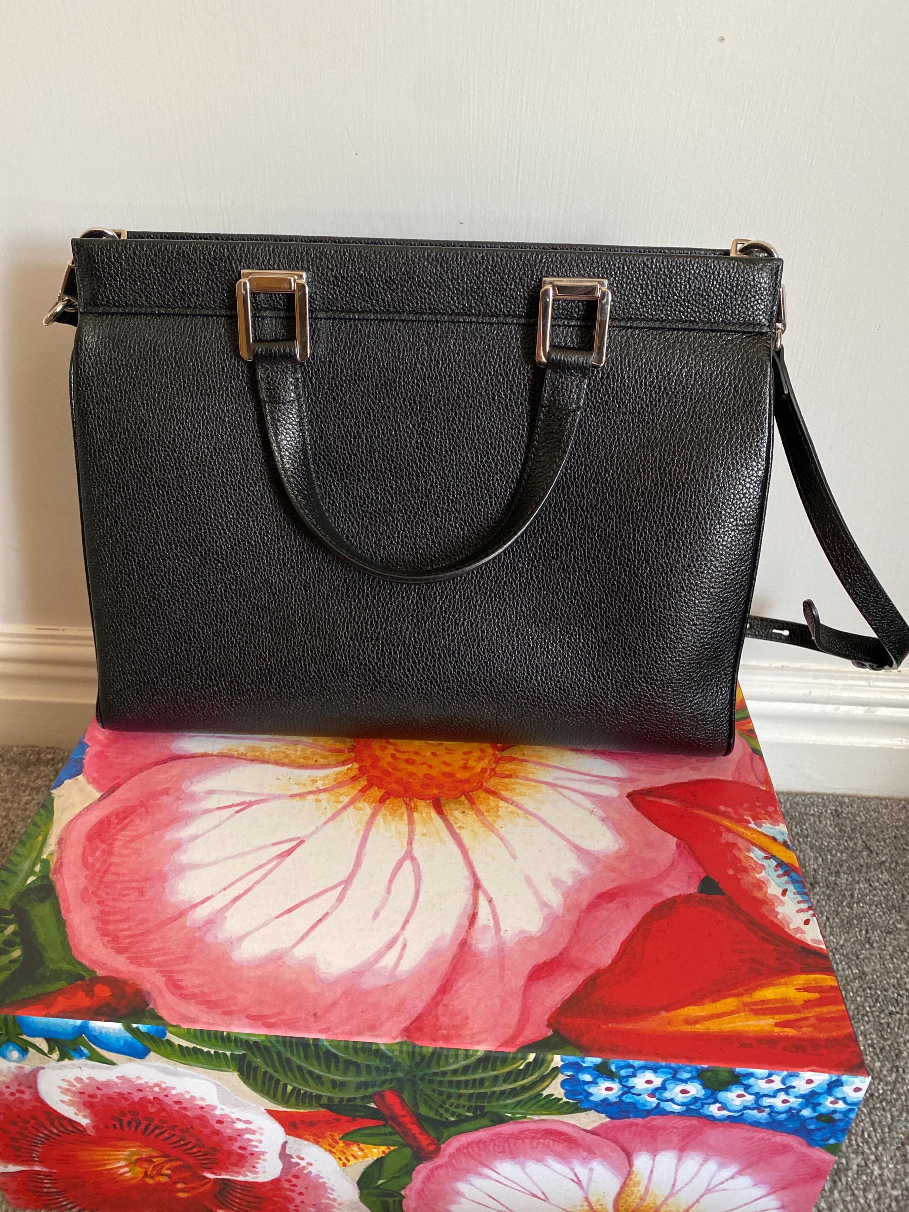 Gucci Black Leather Zumi Top Handle Tote