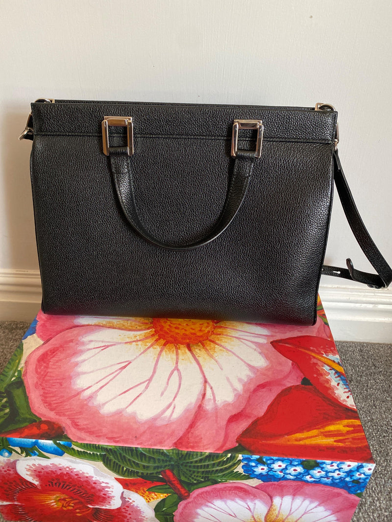 Gucci Black Leather Zumi Top Handle Tote