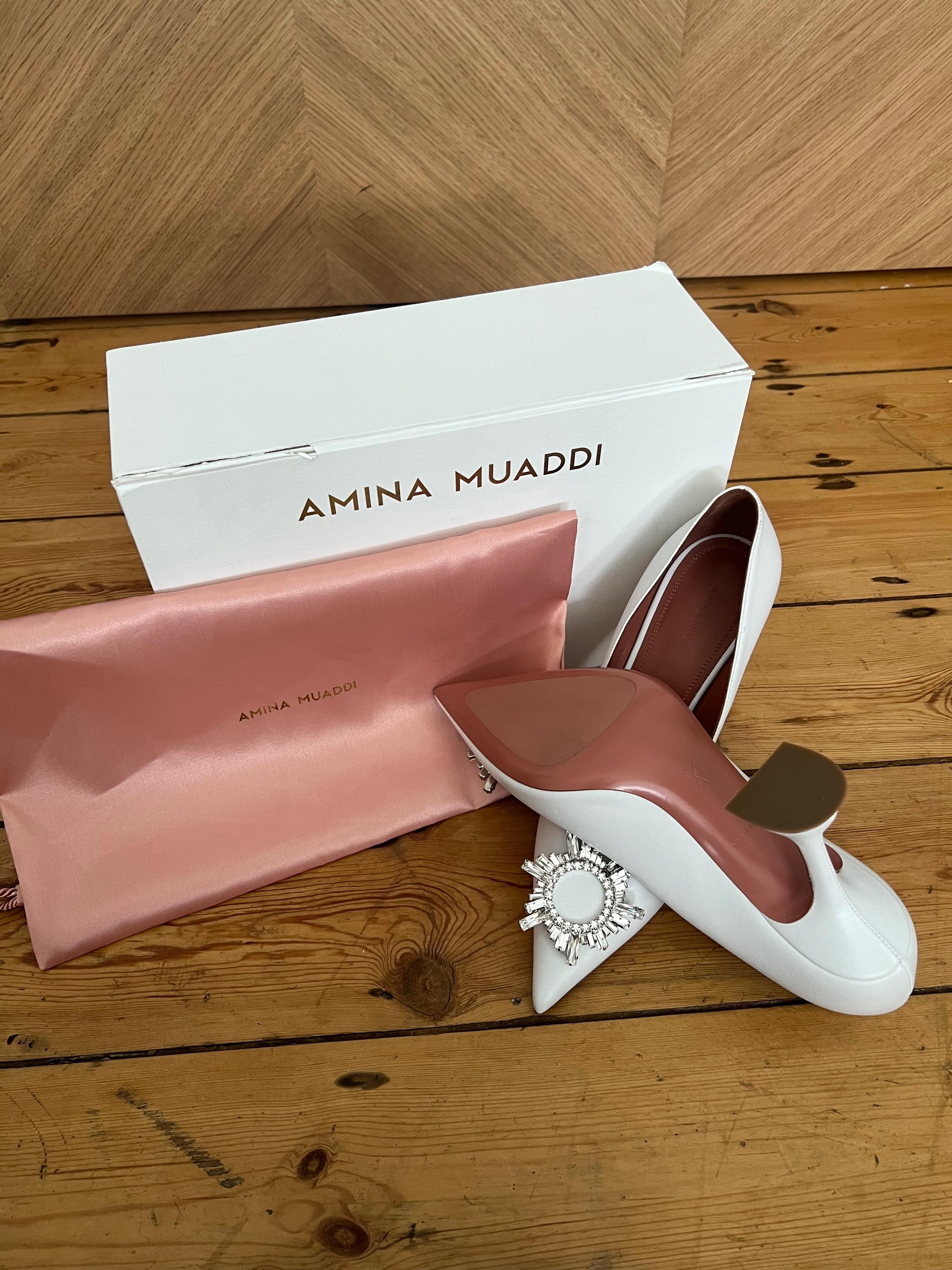 Begum White Crystal Embellished Pumps