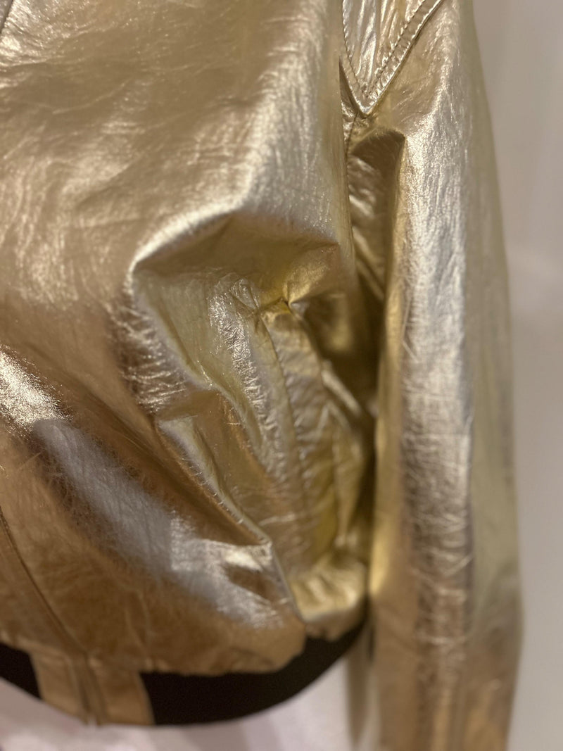 Runway Gold Leather Bomber Jacket