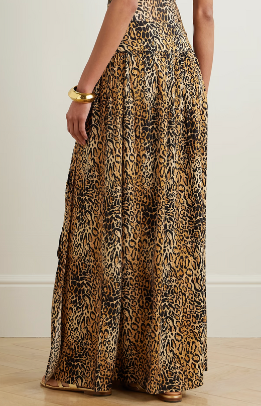 Melissa Odabash Elsa Belted Leopard-Print Jersey Maxi Wrap Skirt