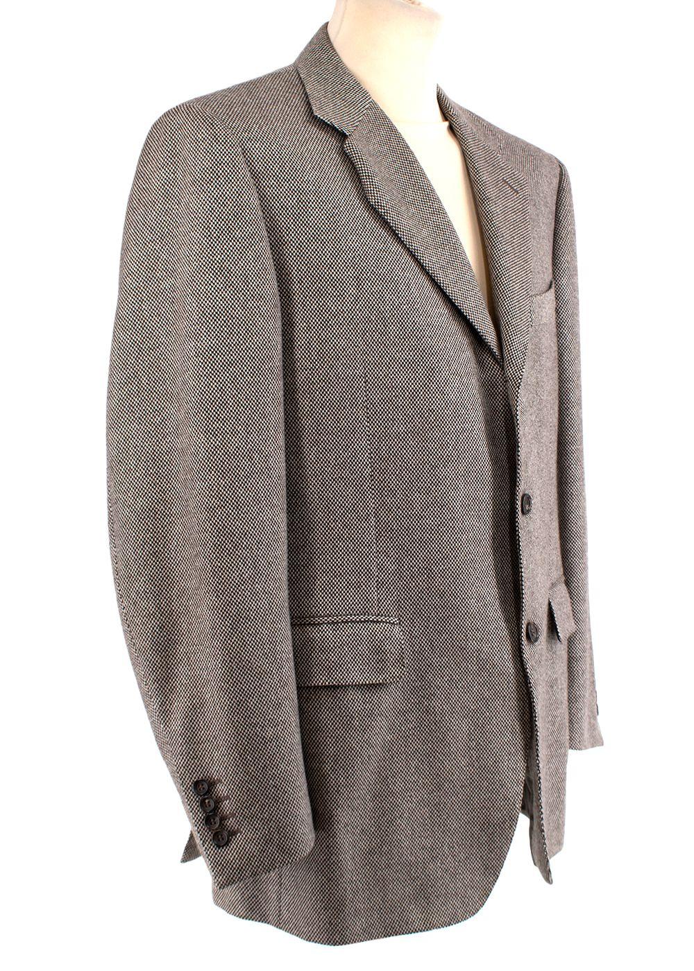 beige & black basketweave cashmere blazer
