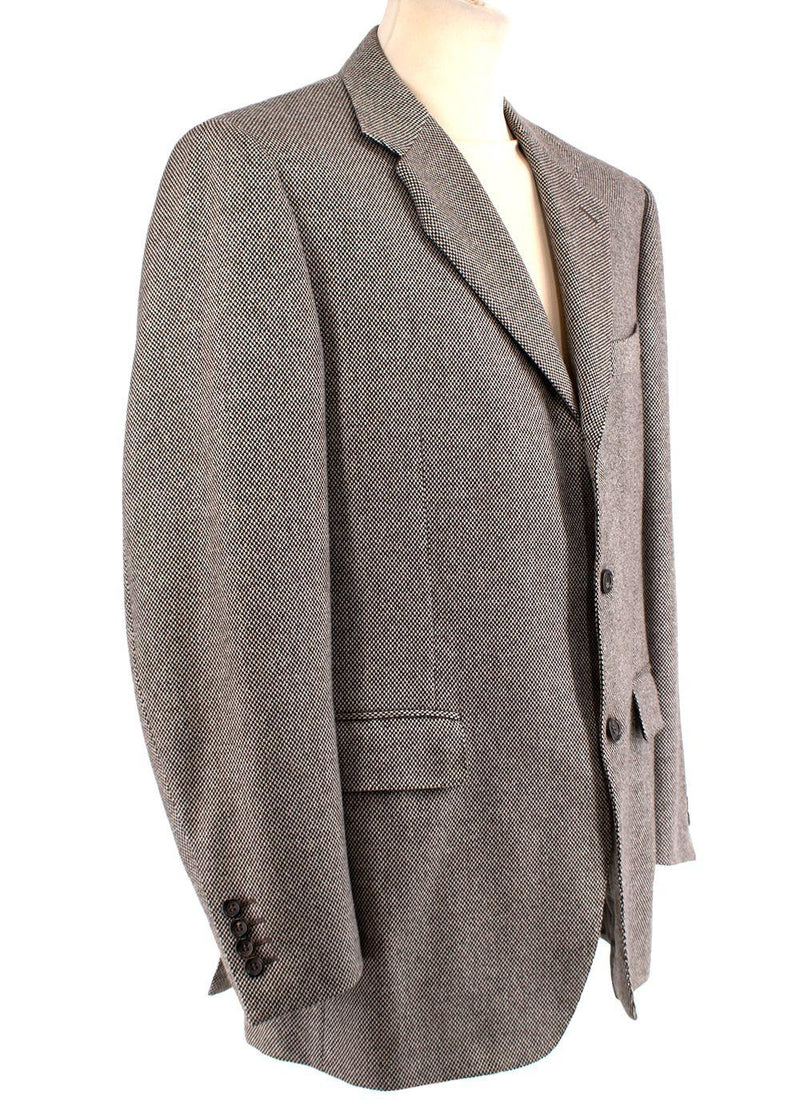 beige & black basketweave cashmere blazer