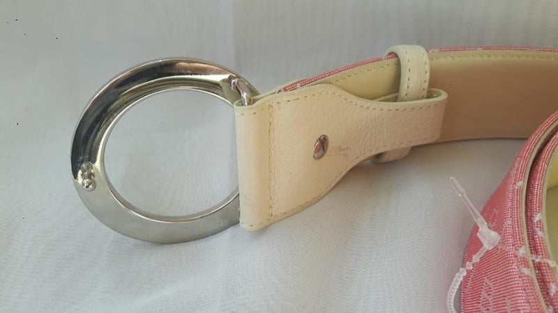 Bvlgari Pink Canvas Logo Belt