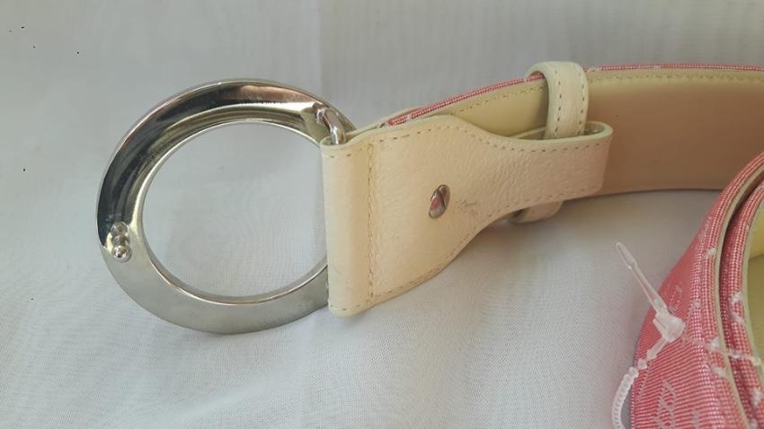 Bvlgari Pink Canvas Logo Belt