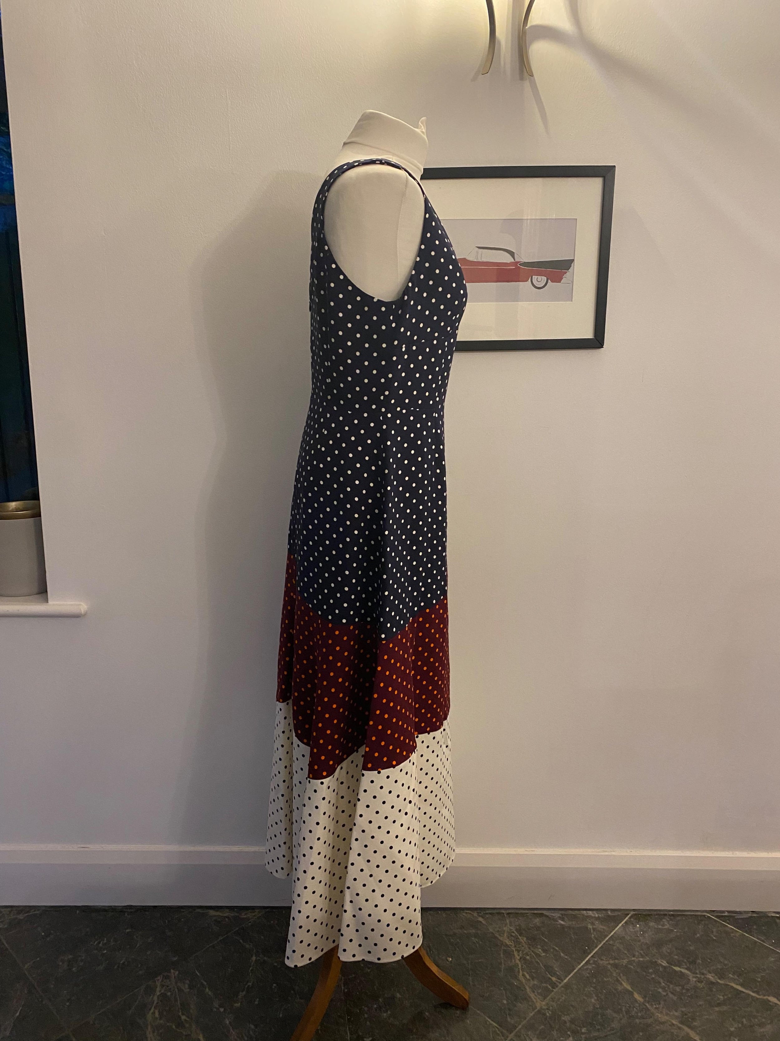 Colourblock Polka Dot Midi Dress