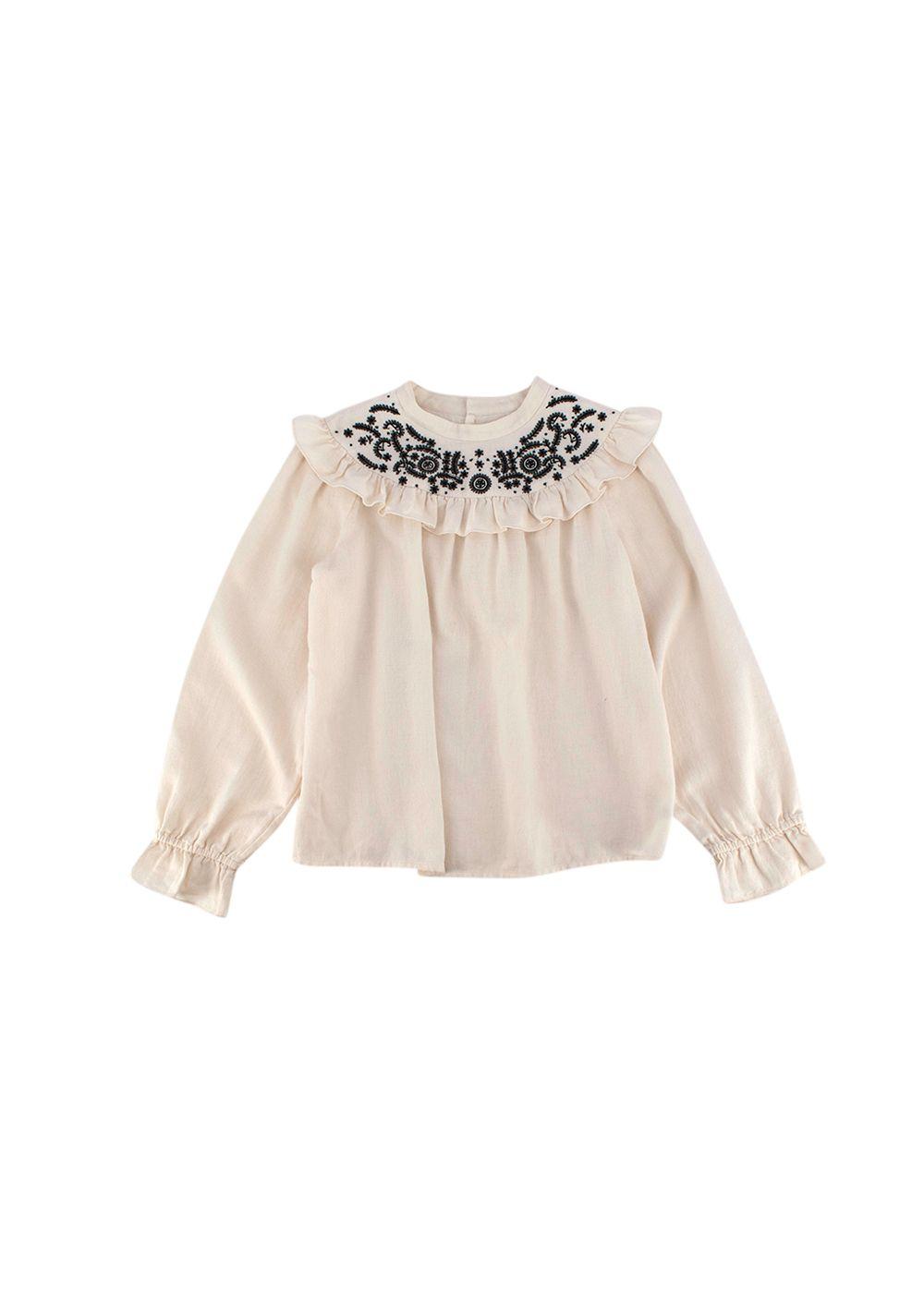 Bonpoint Kids 10Y Cream Embroidered Blouse