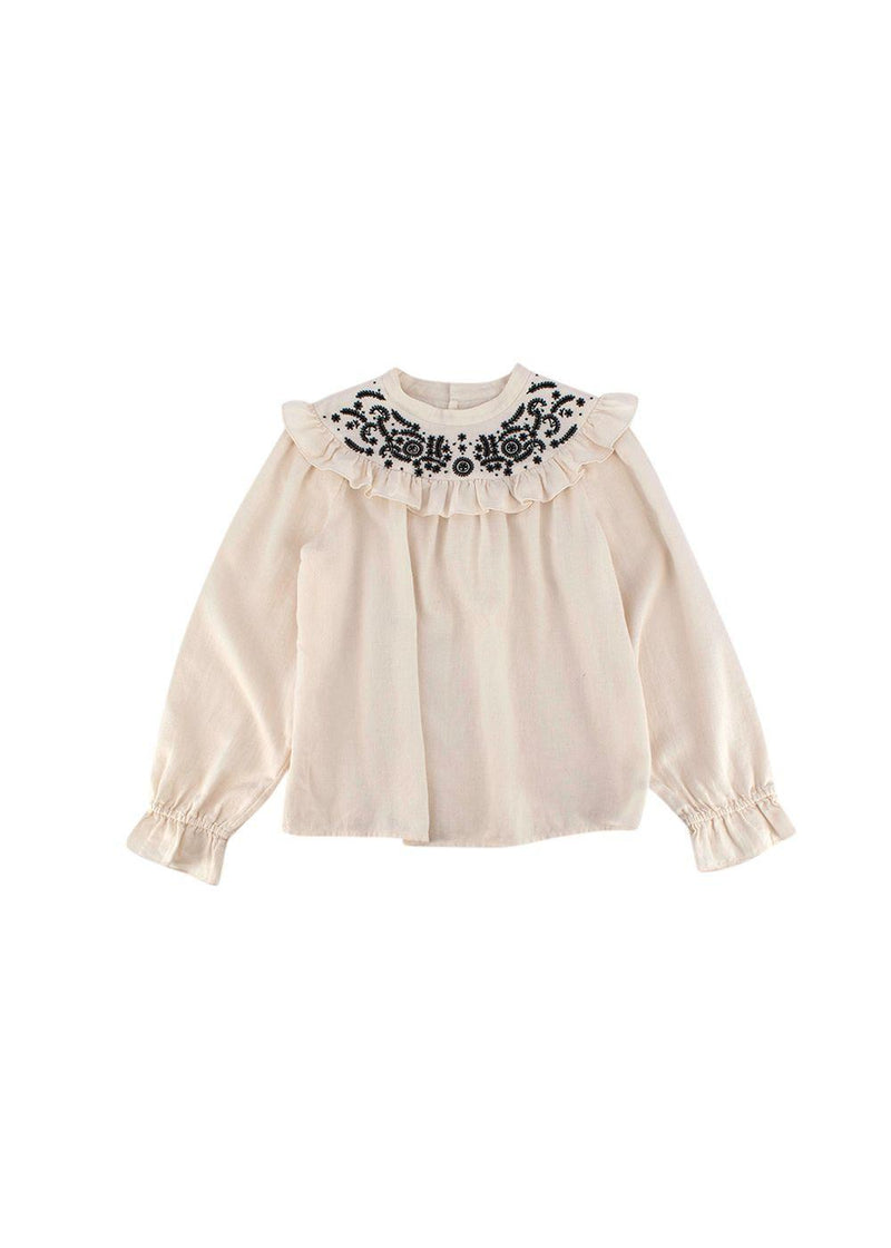 Bonpoint Kids 10Y Cream Embroidered Blouse