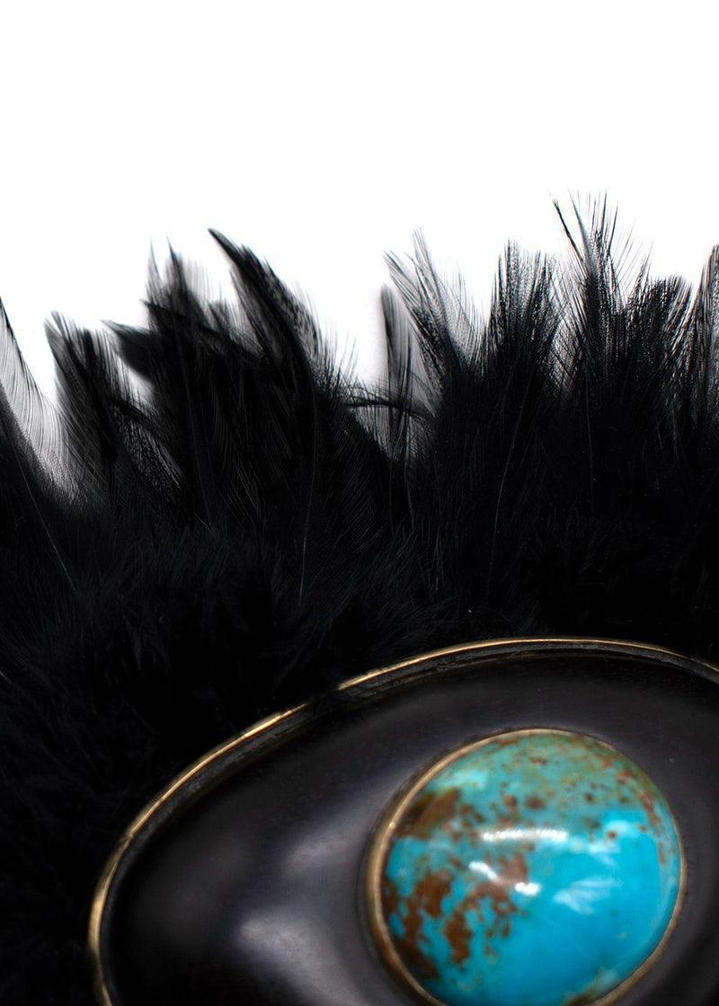 Tom Ford Statement Feather Necklace with Turquoise Stone