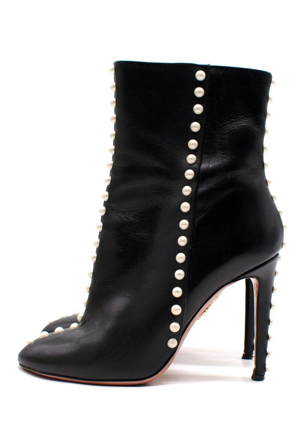 Aquazurra Firenze Black Follie Pearl Boots
