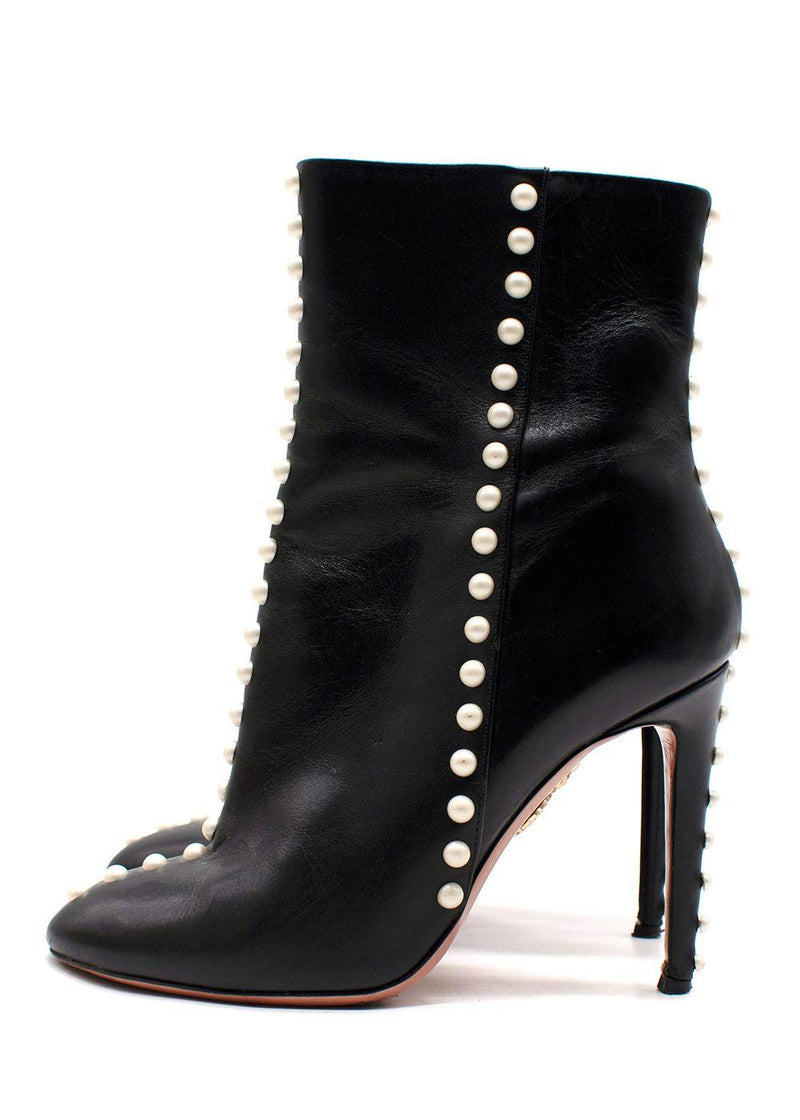 Aquazurra Firenze Black Follie Pearl Boots