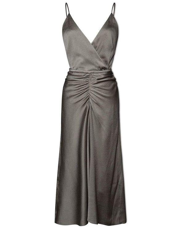 Jonathan Simkhai Lizeth Hammered Silk Wrap Midi Dress