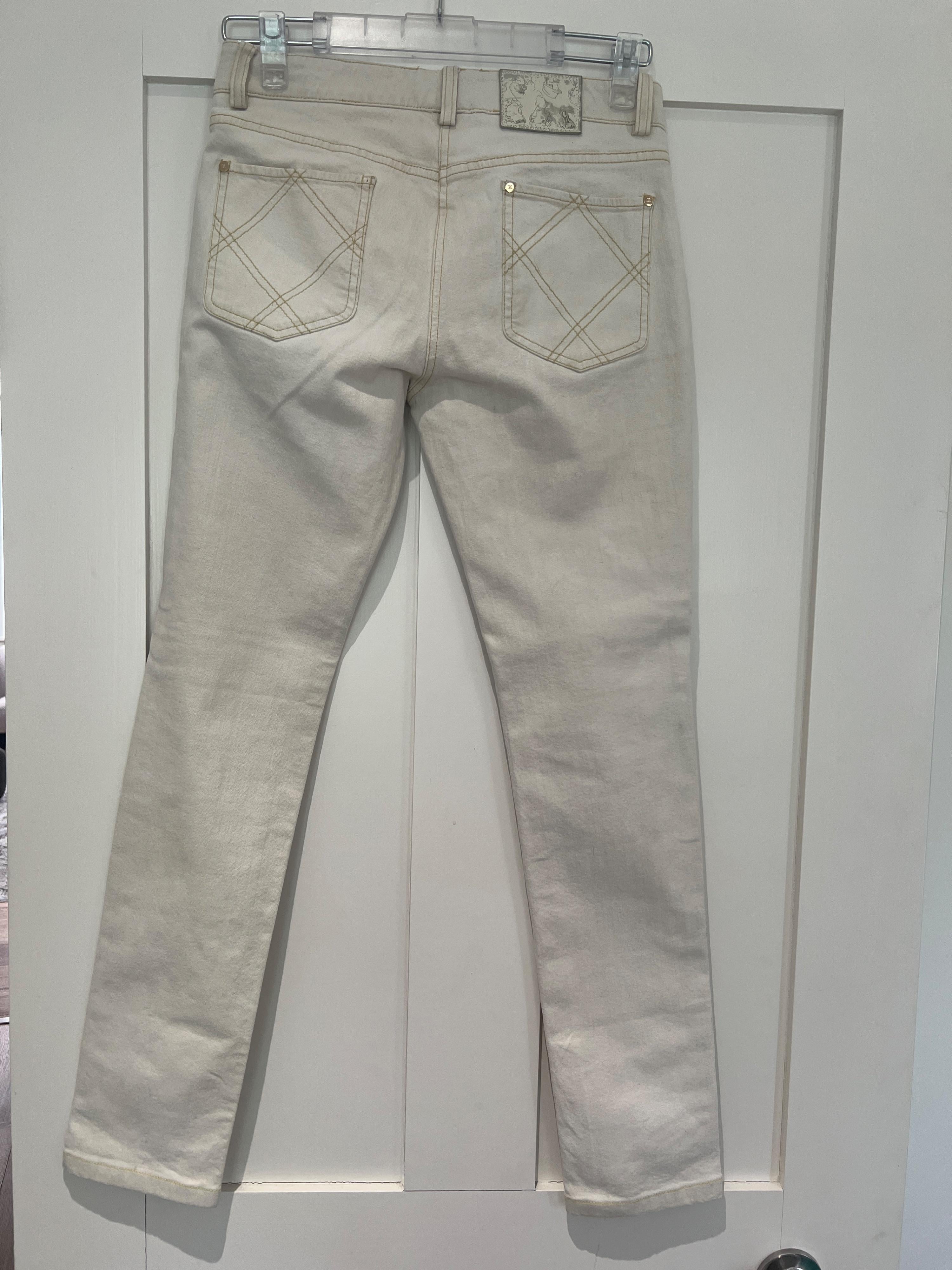 White Pocket Detail Straight Leg Jeans