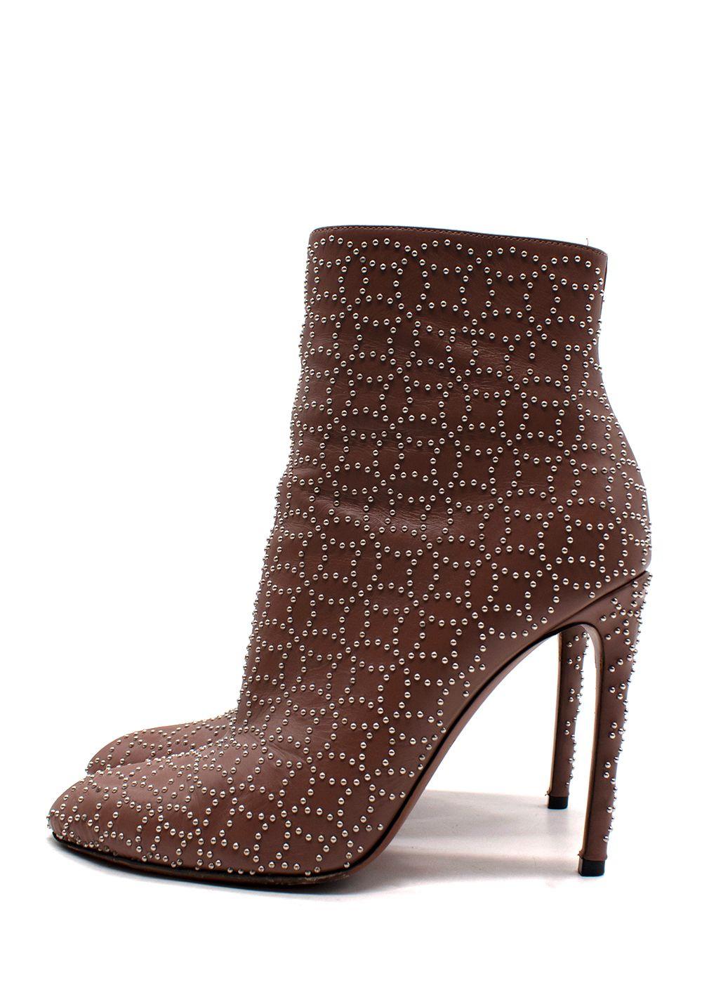 Alaia Nude Studded Stiletto Ankle Boots