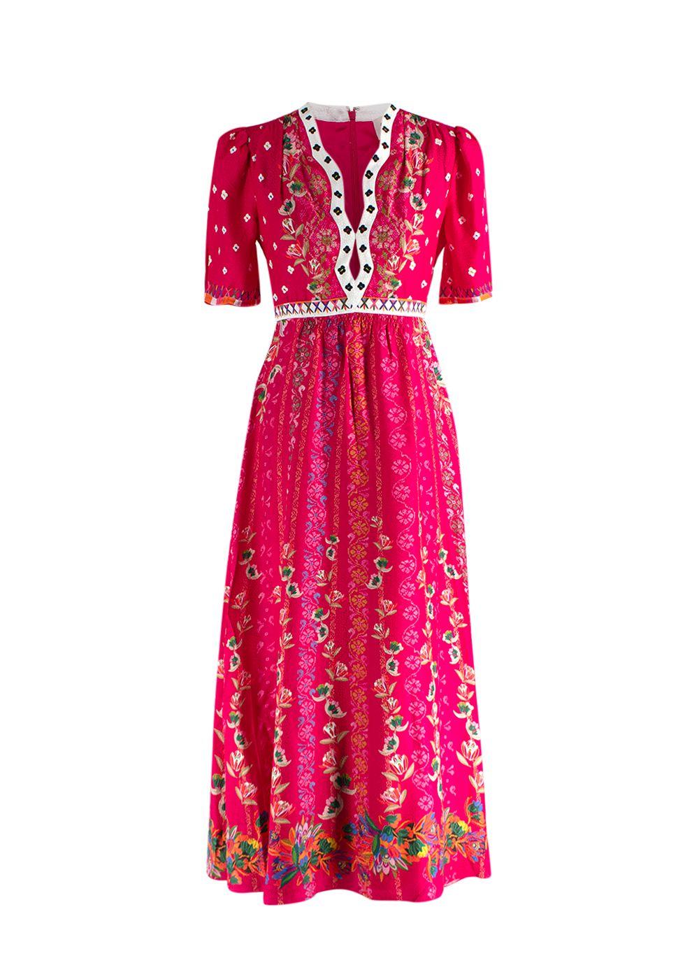 Saloni Tabitha Dress in Fuchsia Falls print