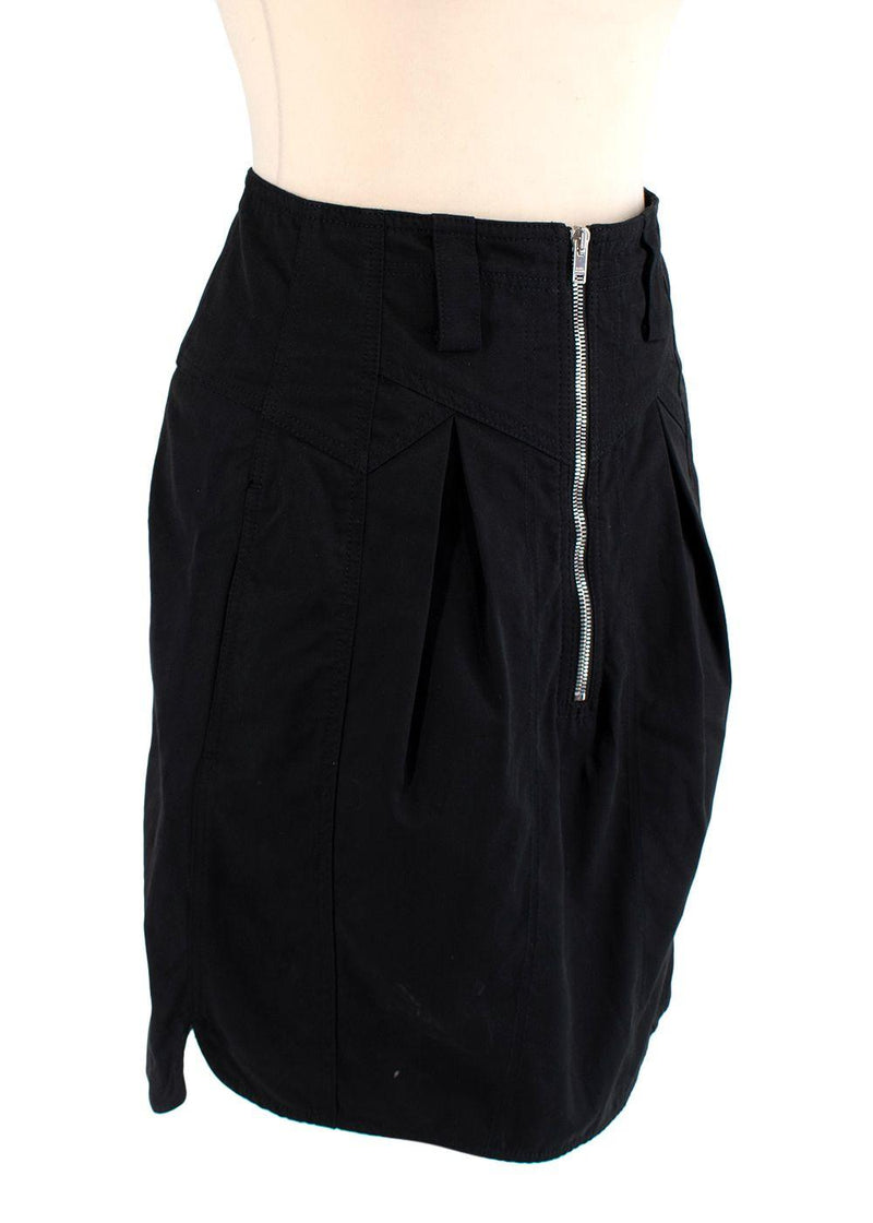 Black Zip-Front Cargo Skirt