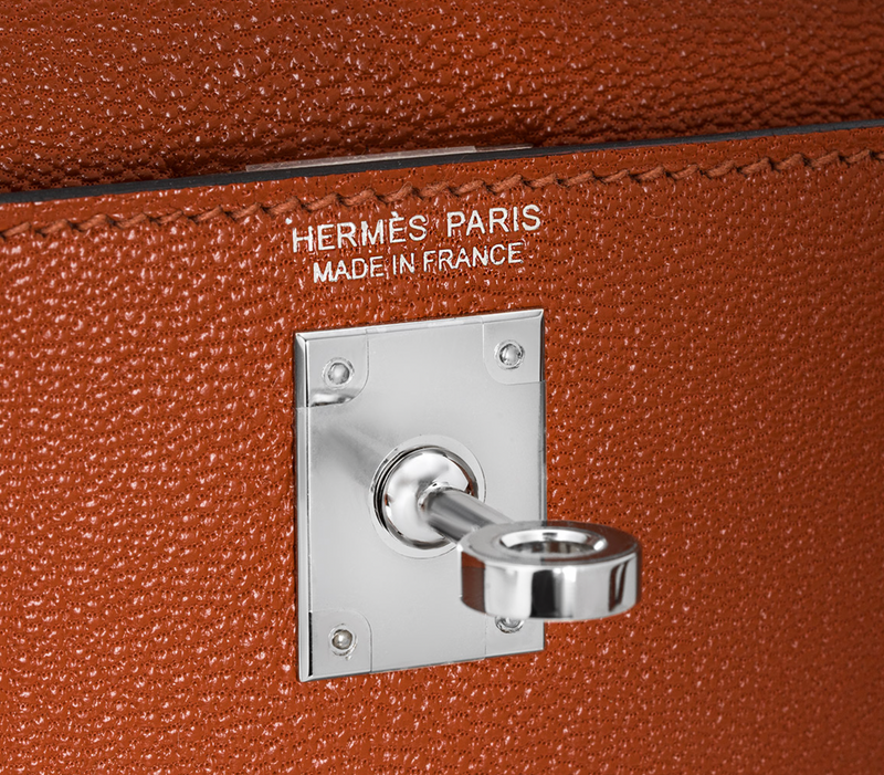 Hermès Cuivre Chèvre Mysore Leather Mini Kelly with Palladium Hardware