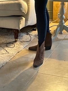 Ganni Embroidered Suede Texas Cowboy Boots