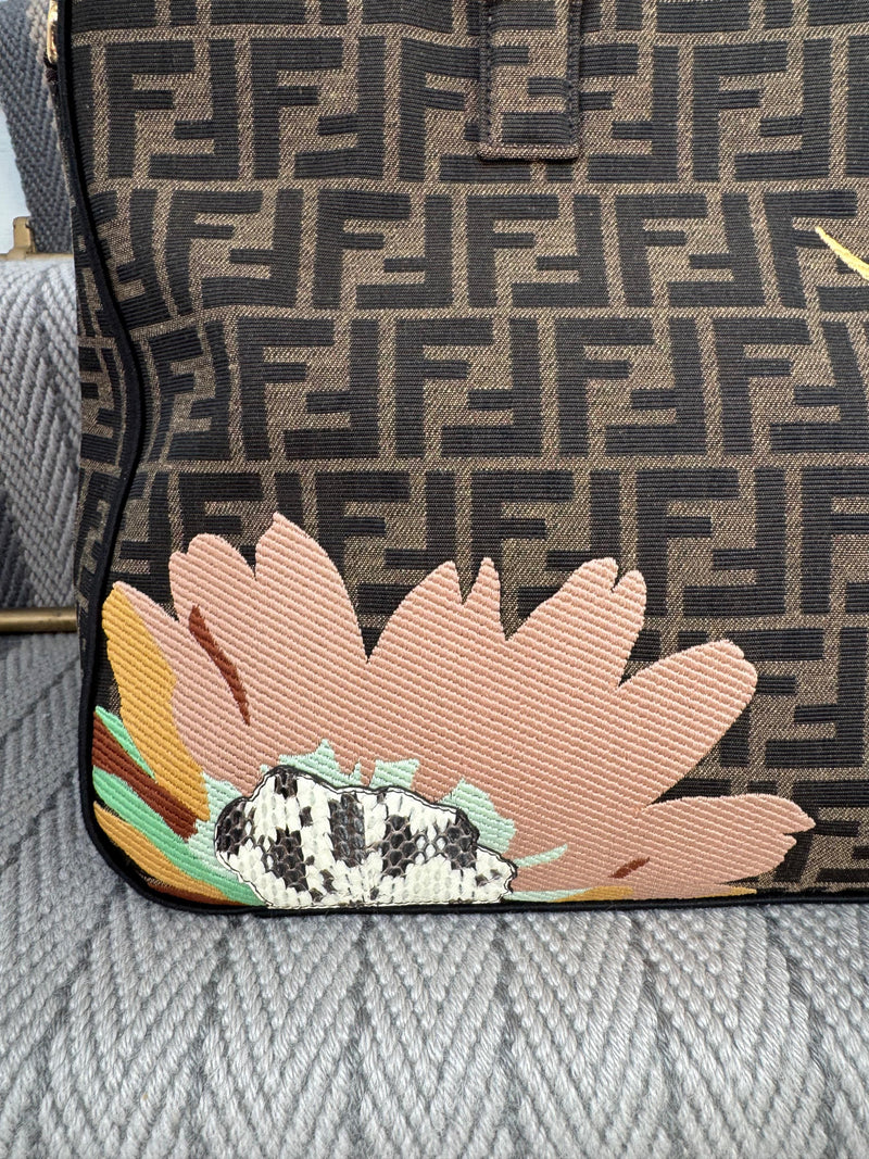 Fendi Exotic Flower Coated Canvas Shoulder Tote