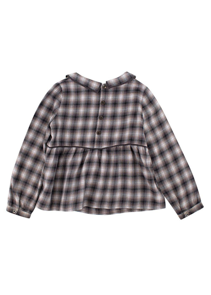 Kids 6Y Grey Monochrome Check Lurex Woven Top