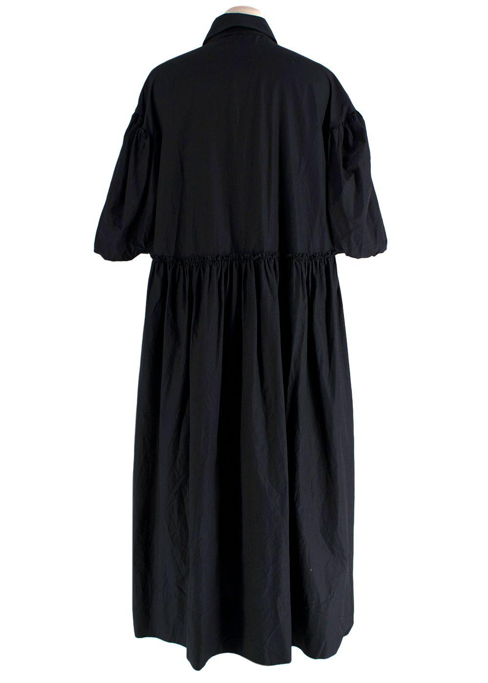 Simone Rocha Black Cotton Poplin Midi Dress
