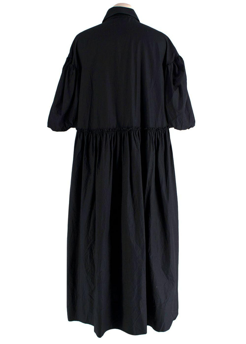 Simone Rocha Black Cotton Poplin Midi Dress