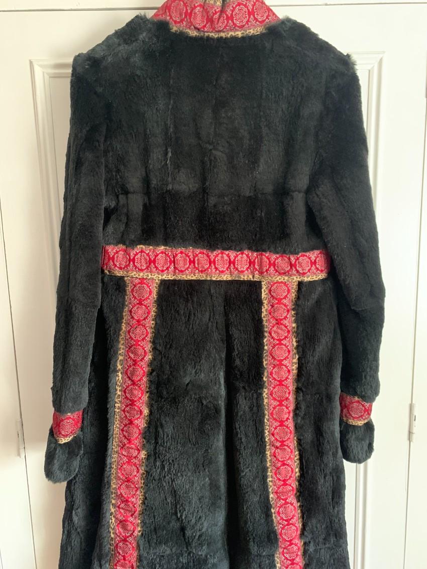 Galliano Black Embroidered Rabbit Fur Coat