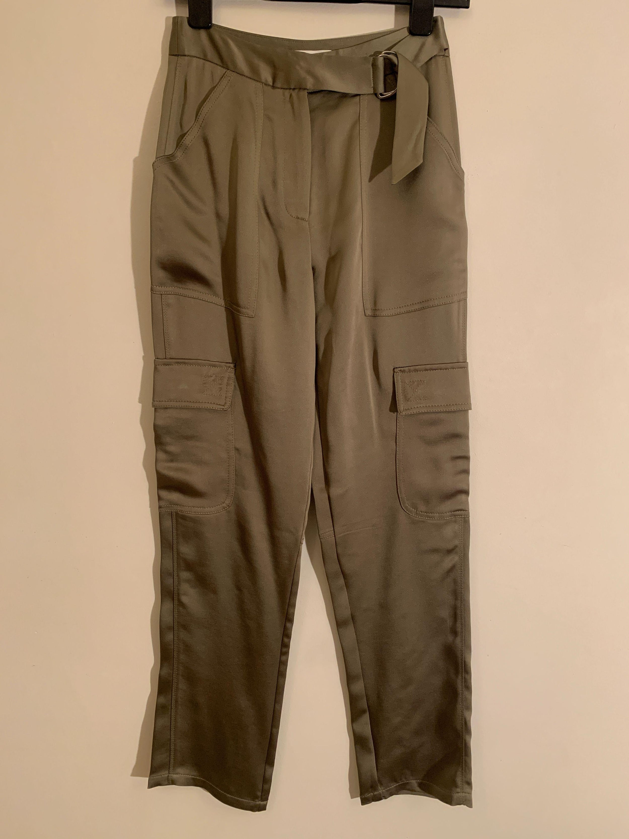 Jonathan Simkhai Olive Satin Cargo Pants