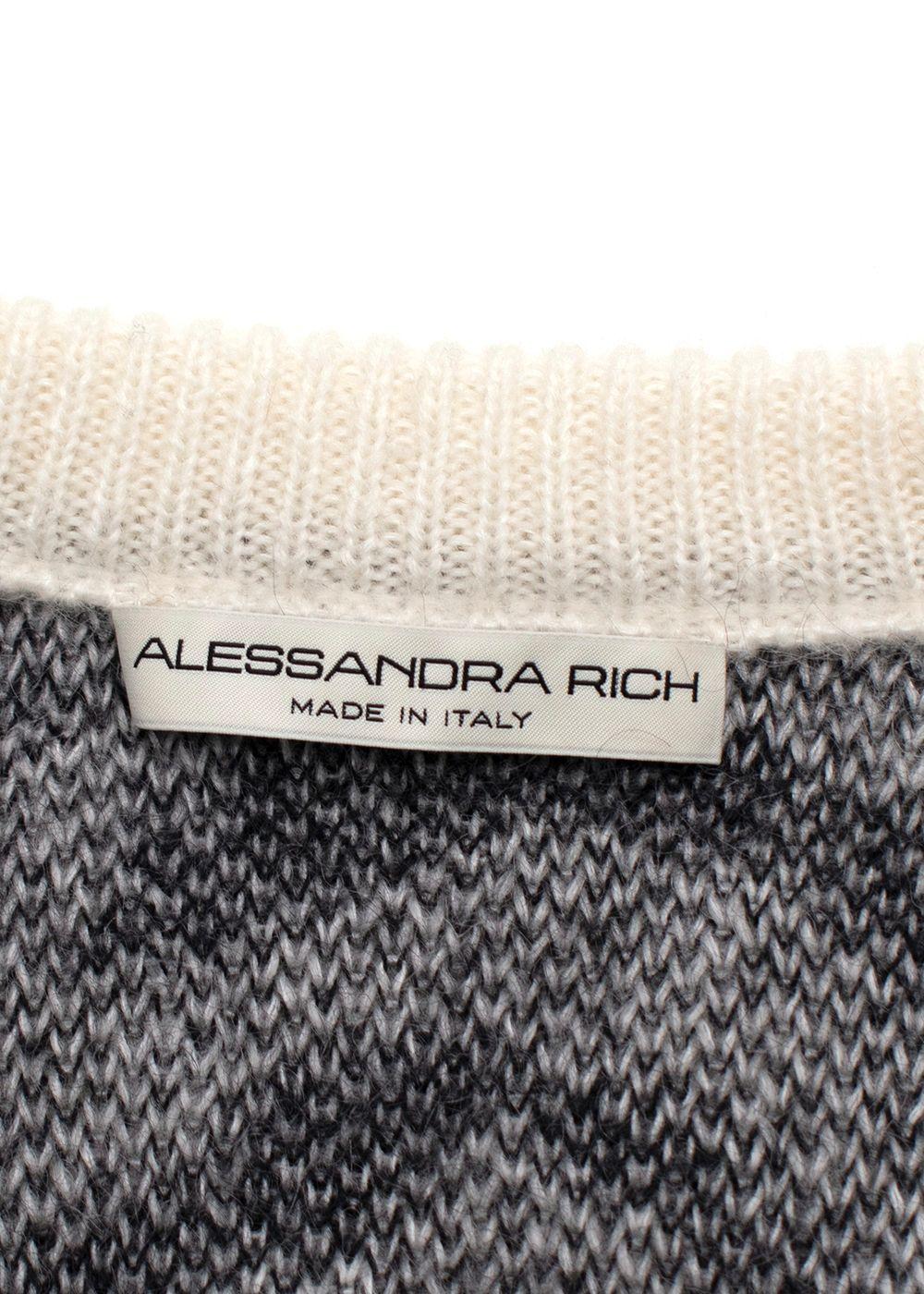 Alessandra Rich Zebra Print Embellished Mohair Cardigan