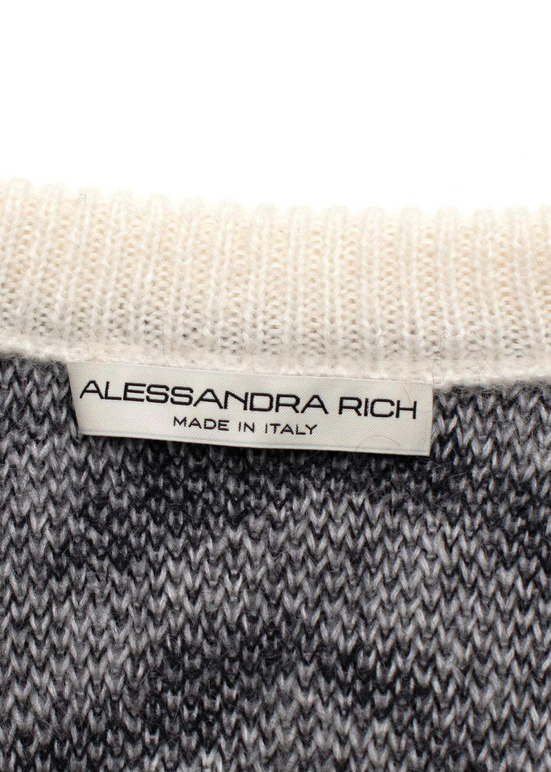 Alessandra Rich Zebra Print Embellished Mohair Cardigan