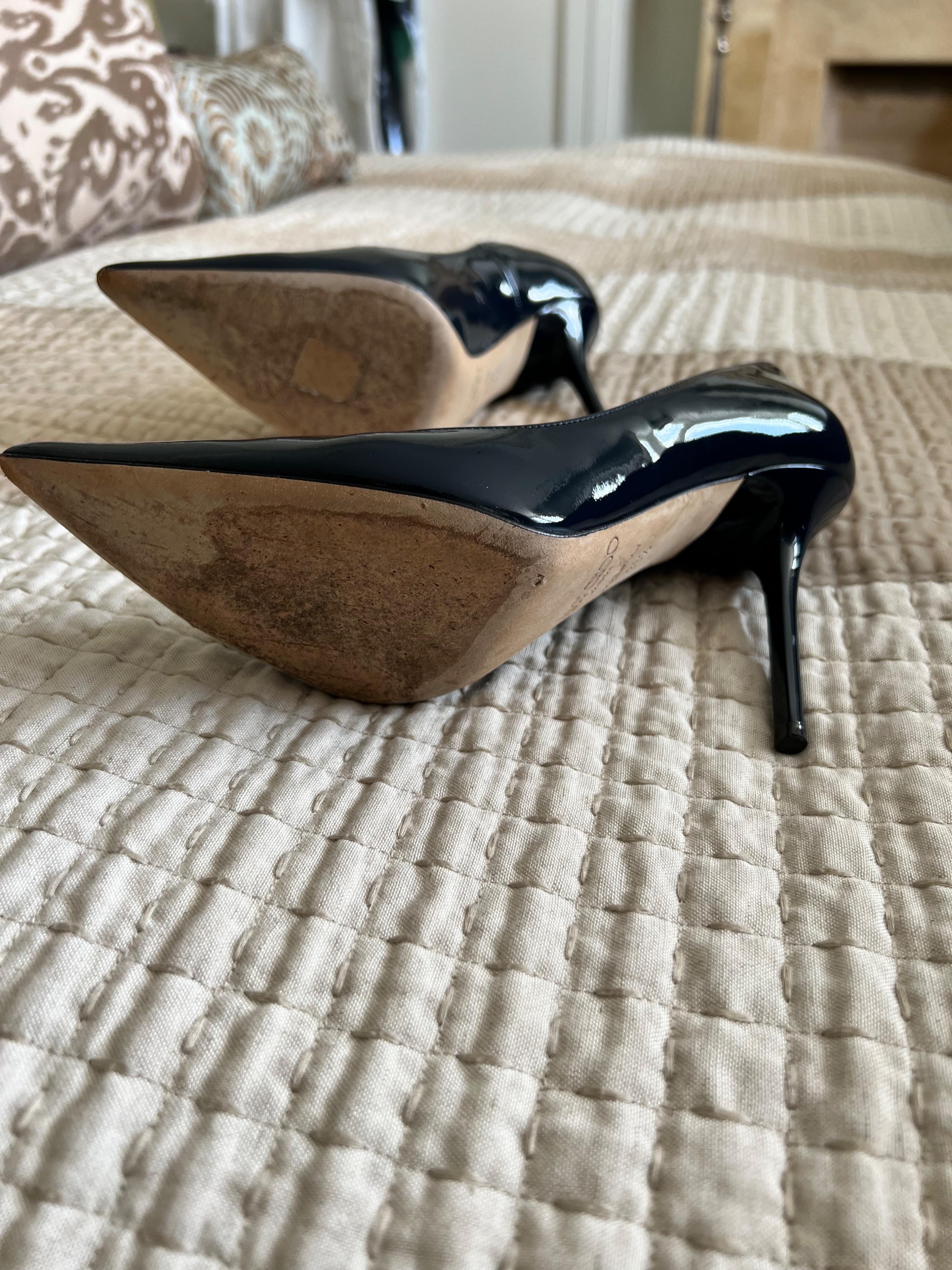 Navy Patent 100mm Pumps