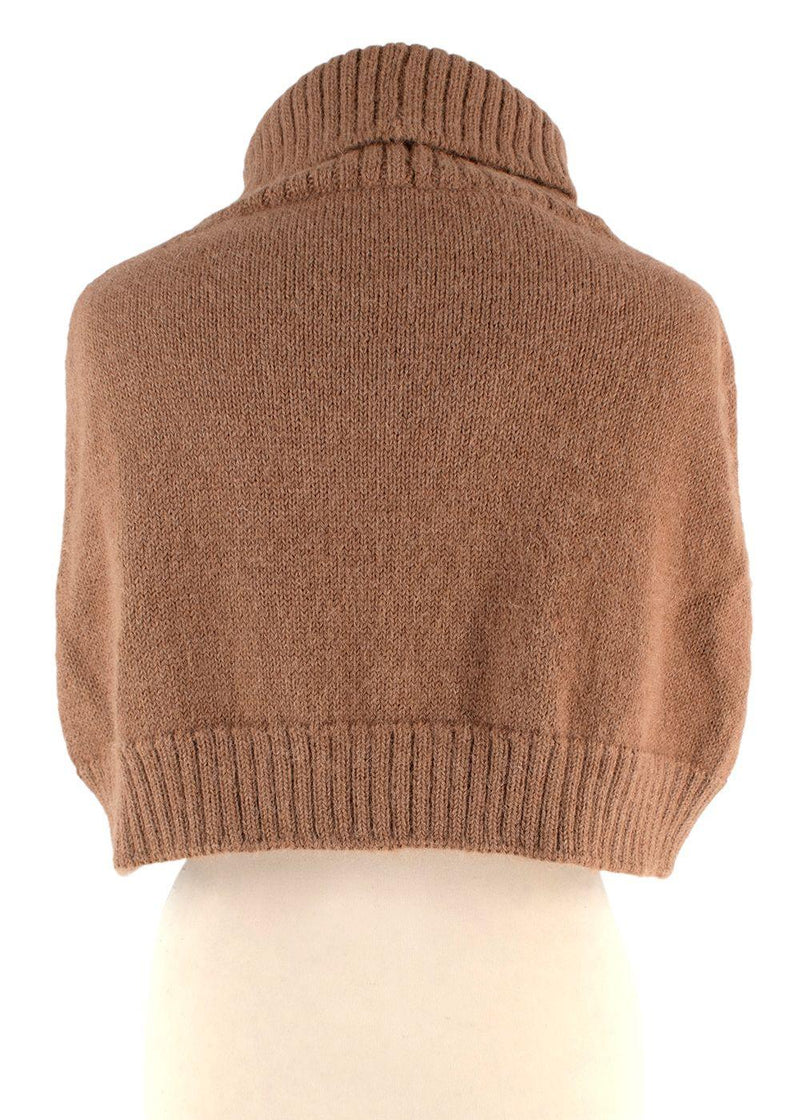 Purdey Camel Turtle Neck Alpaca Knit Shrug