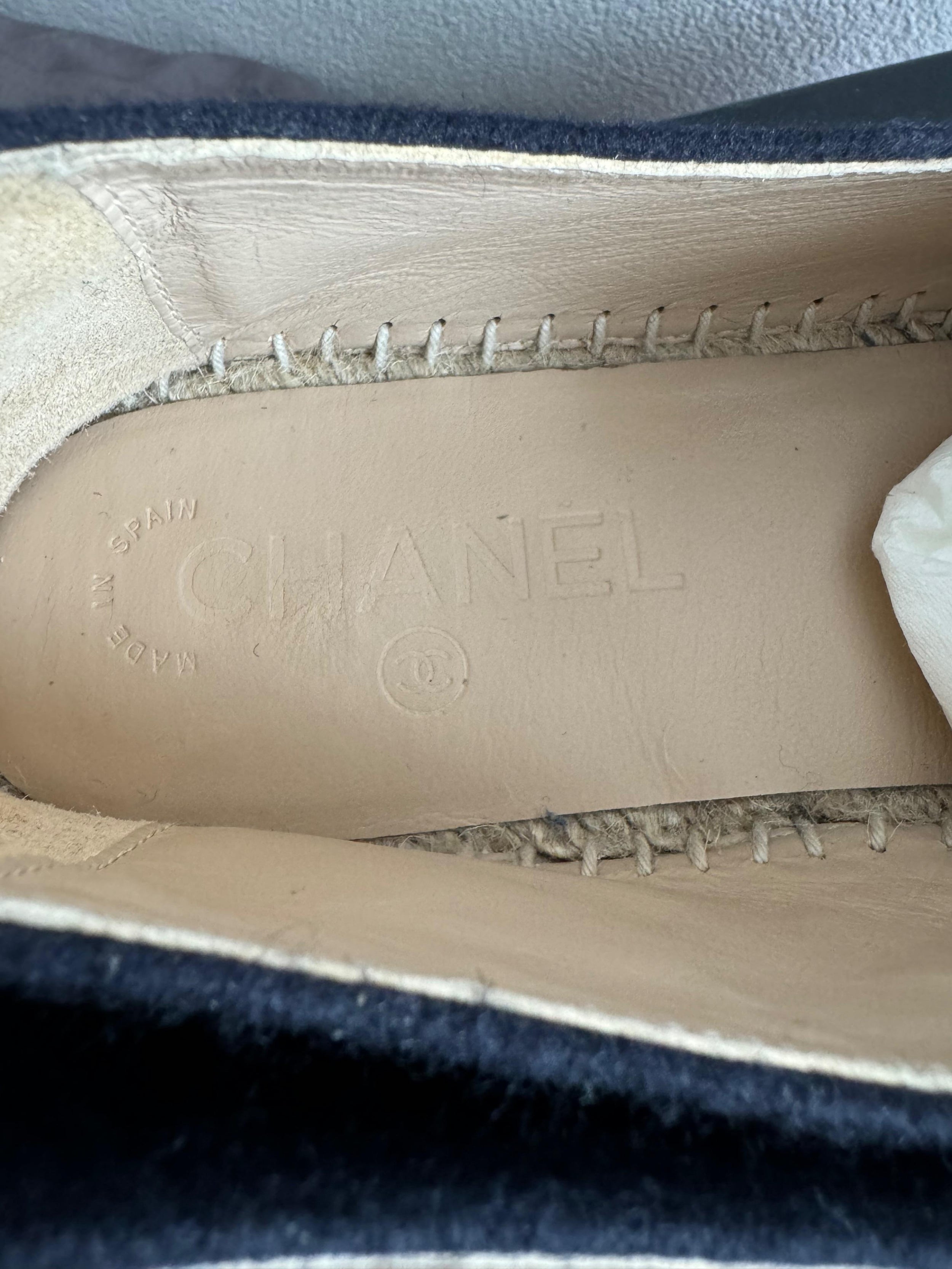 Chanel Navy and Grey Wool Espadrilles