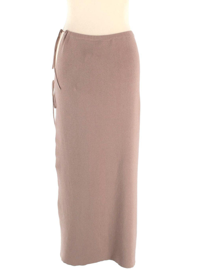 Magda Butrym Beige Ribbed Midi Wrap Skirt